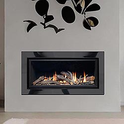 Apex Fires Cirrus X1 HE Black Nickel Log Hole in the Wall Inset Gas Fire